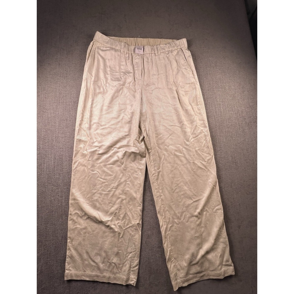 J. Jill  Corduroy Pull On Pants Women's Size Large Barley Beige Wide Leg Relax‎
